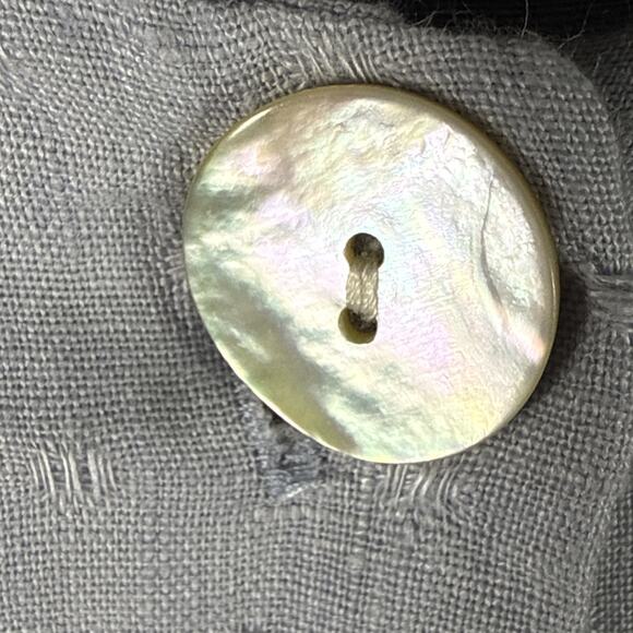 FLAX 2 Piece Light Blue Button Front Linen Jacket Shirt & Tank Women's Sz Large - Picture 5 of 10